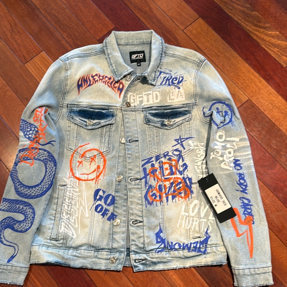 GFTD graffiti Jean jacket NWT size medium